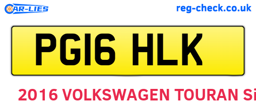 PG16HLK are the vehicle registration plates.