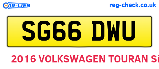 SG66DWU are the vehicle registration plates.