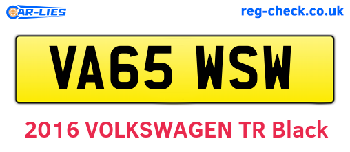 VA65WSW are the vehicle registration plates.