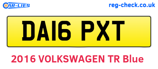 DA16PXT are the vehicle registration plates.