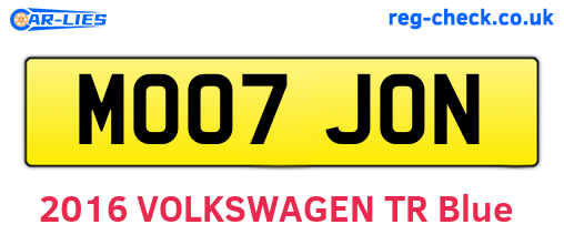 MO07JON are the vehicle registration plates.