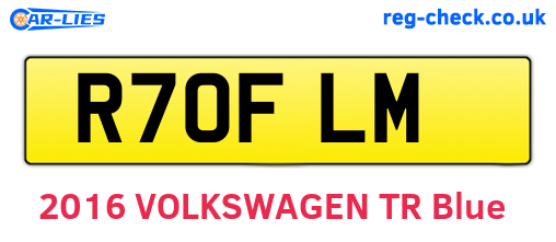R70FLM are the vehicle registration plates.