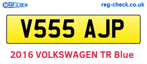 V555AJP are the vehicle registration plates.