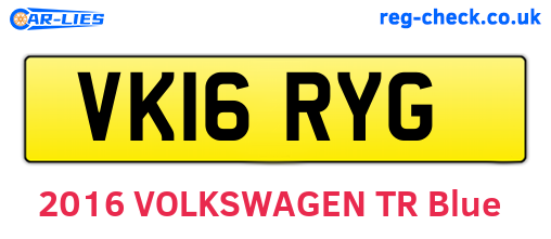 VK16RYG are the vehicle registration plates.