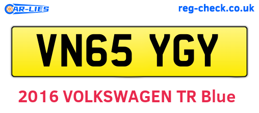 VN65YGY are the vehicle registration plates.