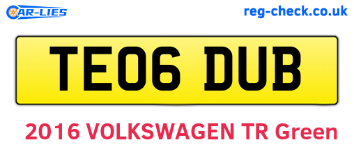 TE06DUB are the vehicle registration plates.