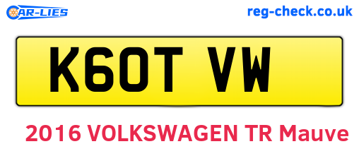 K60TVW are the vehicle registration plates.