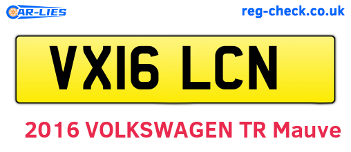 VX16LCN are the vehicle registration plates.