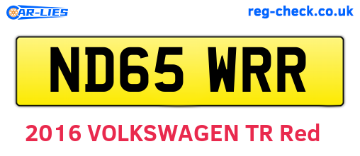 ND65WRR are the vehicle registration plates.