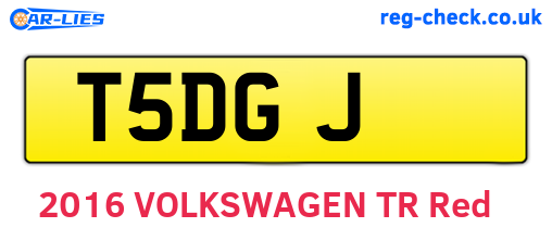 T5DGJ are the vehicle registration plates.