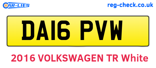 DA16PVW are the vehicle registration plates.
