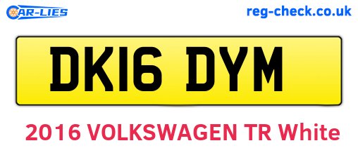 DK16DYM are the vehicle registration plates.
