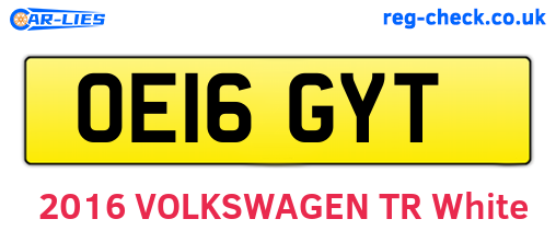 OE16GYT are the vehicle registration plates.