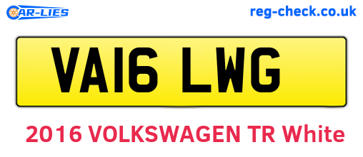 VA16LWG are the vehicle registration plates.