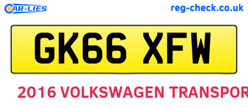 GK66XFW are the vehicle registration plates.