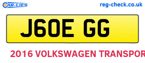 J60EGG are the vehicle registration plates.