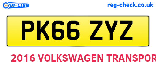 PK66ZYZ are the vehicle registration plates.