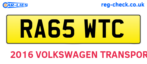 RA65WTC are the vehicle registration plates.