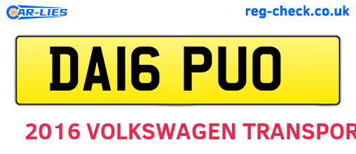 DA16PUO are the vehicle registration plates.