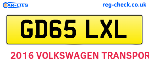 GD65LXL are the vehicle registration plates.