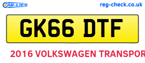 GK66DTF are the vehicle registration plates.