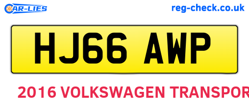 HJ66AWP are the vehicle registration plates.