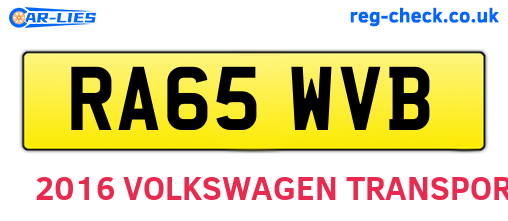RA65WVB are the vehicle registration plates.
