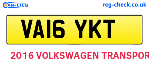 VA16YKT are the vehicle registration plates.