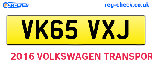 VK65VXJ are the vehicle registration plates.