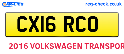 CX16RCO are the vehicle registration plates.