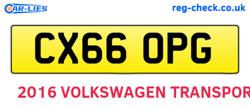 CX66OPG are the vehicle registration plates.