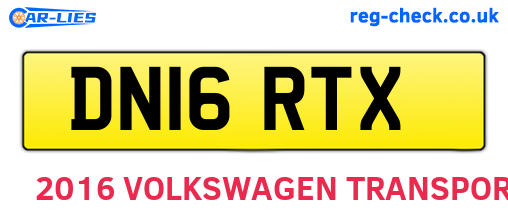 DN16RTX are the vehicle registration plates.