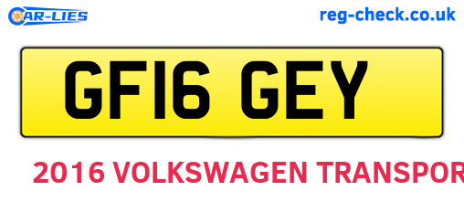 GF16GEY are the vehicle registration plates.