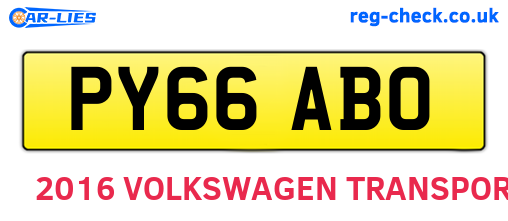 PY66ABO are the vehicle registration plates.