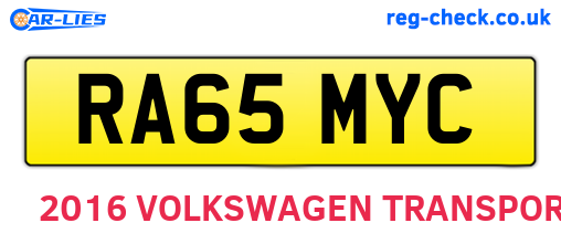 RA65MYC are the vehicle registration plates.