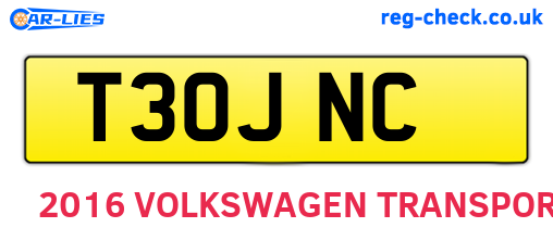 T30JNC are the vehicle registration plates.