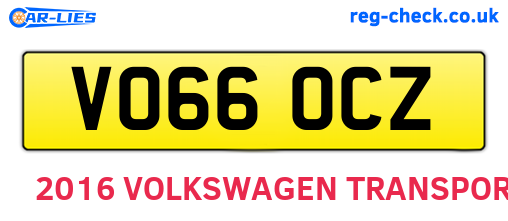 VO66OCZ are the vehicle registration plates.