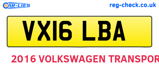 VX16LBA are the vehicle registration plates.