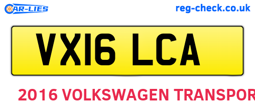 VX16LCA are the vehicle registration plates.