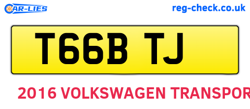 T66BTJ are the vehicle registration plates.