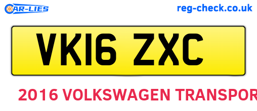 VK16ZXC are the vehicle registration plates.