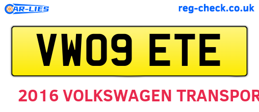 VW09ETE are the vehicle registration plates.