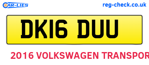DK16DUU are the vehicle registration plates.