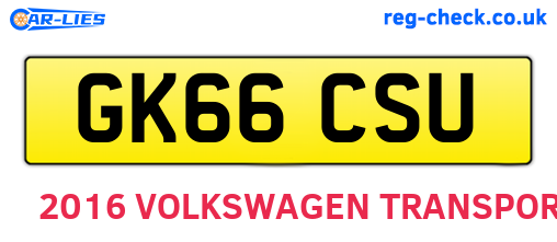 GK66CSU are the vehicle registration plates.