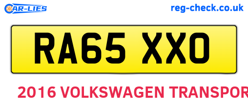 RA65XXO are the vehicle registration plates.