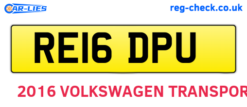 RE16DPU are the vehicle registration plates.
