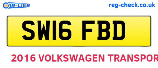 SW16FBD are the vehicle registration plates.