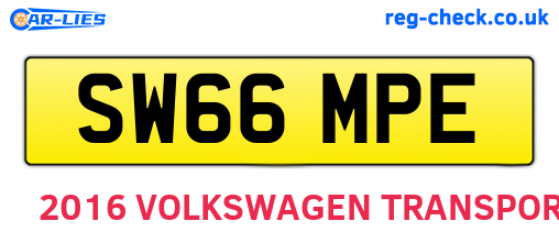SW66MPE are the vehicle registration plates.