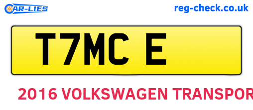 T7MCE are the vehicle registration plates.