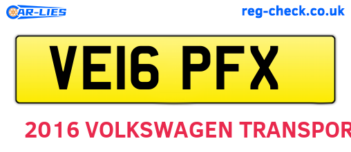 VE16PFX are the vehicle registration plates.